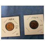 1955-D & 1956-D Lincoln Cents