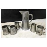 CAST AND PEWTER STYLE MUGS AND PITCHER