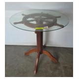 NAUTICAL THEMED GLASS TOP ACCENT TABLE