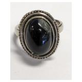 STERLING RING WITH BLACK ONYX 5.75