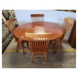 CHERRY DINING TABLE W/ 1 LEAF, 4 CHAIRS