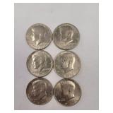 6 KENNEDY HALF DOLLARS