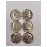 6 KENNEDY HALF DOLLARS