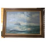 OIL ON CANVAS OCEAN SCENE SIGNED JONES