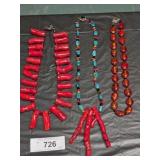 RED AND TURQUOISE COSTUME JEWELRY WITH 925 CLASPS