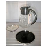 CHILLER PITCHER, SAUCER, TRIVET