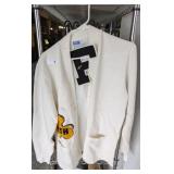 IRISH LETTERMAN SWEATER, F PATCH, CC PIN