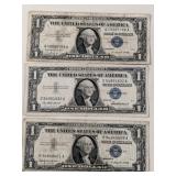 1957, 1957A, 1957B SILVER CERTIFICATE $1 BILLS