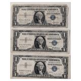 1957, 1957A, 1957B SILVER CERTIFICATE $1 BILLS