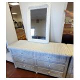 WICKER DRESSER WITH MIRROR