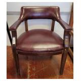 LEATHER TYPE ARMCHAIR W/ NAILHEAD TRIM