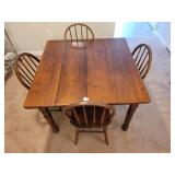 VINTAGE PLANK SMALL FARM TABLE AND 4 WINDSOR CHAIR