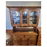 OAK CHINA CABINET W/ BEVELED GLASS TOP DOORS