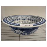 LARGE BLUE AND WHITE ORIENTAL BOWL