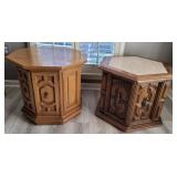 2 PC OCTANGONAL END TABLES