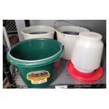 FEED BUCKETS AND CHICKEN FEEDER