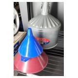 ASSORTED FUNNELS, METAL, PLASTIC