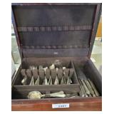 SILVERWARE CHEST AND ASSORTED FLATWARE