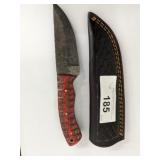 DAMASCUS STYLE HUNTING KNIFE WITH SHEATH