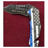 BACK THE BLUE FOLDING KNIFE