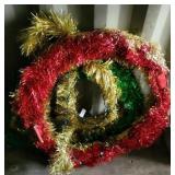 GROUP OF LIGHTED CHRISTMAS TINSEL WREATHS