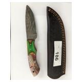 DAMASCUS STYLE HUNTING KNIFE WITH SHEATH