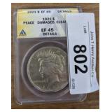 GRADED 1921 SILVER PEACE DOLLAR