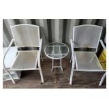 METAL PATIO CHAIRS, SIDE TABLE