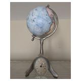 CLOCK AND GLOBE ON STAND