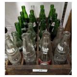 VINTAGE WOODEN DRINK CRATE AND BOTTLES