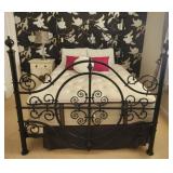 METAL QUEEN SIZED BED, HEAD FOOT AND RAILS,