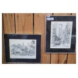 2 PC VINTAGE PENCIL ARTWORK BY