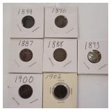 7 PC INDIAN HEAD PENNIES