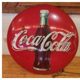 48in PORCELAIN COCA-COLA BUTTON W/ NEON OVERLAY