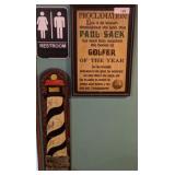 GOLFER, RESTROOM, AND LIGHTHOUSE SIGNS