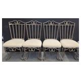 4 IRON CHAIRS W/ UPHOLSTERED SEATS