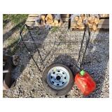 GROUP-TRAILER TIRE, GAS CAN, SHOE RACK