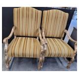 PR OF DISTRESSED WOODEN ARMCHAIRS W/