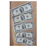 (5) 2 DOLLAR BILLS