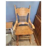 OAK PRESSED BACK ROCKING CHAIR