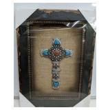 6 CRUCIFIX SHADOW BOX, TURQUOISE LOOK