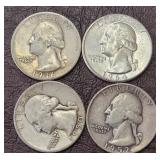 4- SILVER WASHINGTON QUARTERS