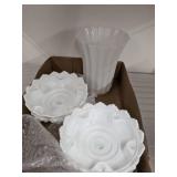 MILK GLASS LOT, COMPOTES, MISC