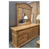 PINE BROYHILL DRESSER W/ MIRROR