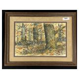 Vern Mauk Fall Scene Watercolor Painting