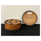 Round Wooden Spice Box with 8 Inner Spice Boxes