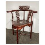 WOOD CORNER CHAIR W/ PEARL IVORY DESIGNS