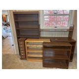 (5) BOOKCASES & A WOODEN SIX DRAWER STAND