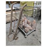 ROLLING METAL BIN - CLAY POTS, BAG CART