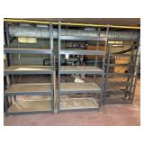 (3) METAL SHELVING UNITS & WORK BENCH